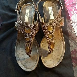 Vera Wang Shimmer Beaded Sandals